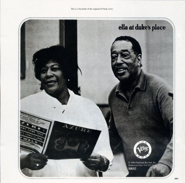 Ella Fitzgerald And Duke Ellington : Ella At Duke's Place (CD, Album, RE)