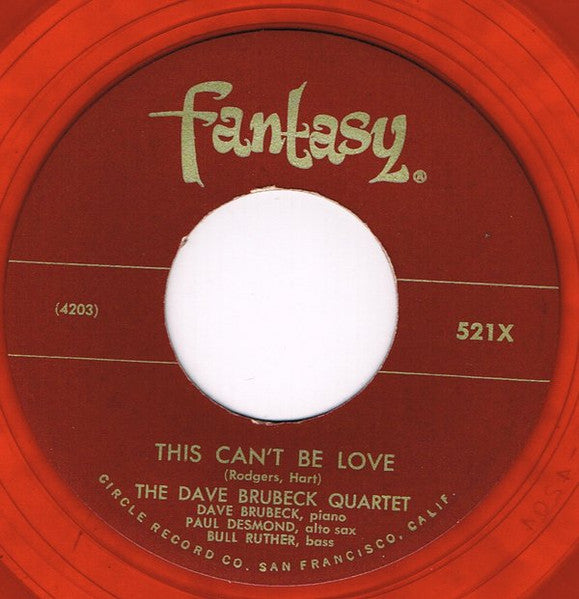 The Dave Brubeck Quartet : This Can't Be Love / Look For The Silver Lining (7", Single, Red)