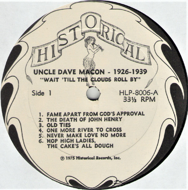 Uncle Dave Macon : 1926-1939 "Wait 'Till The Clouds Roll By"      (LP, Comp)