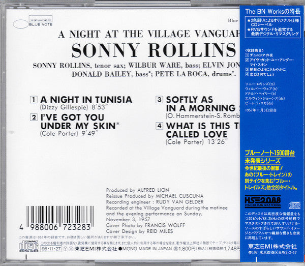 Sonny Rollins : A Night At The "Village Vanguard" Volume 2 (CD, Album, Mono, RE, RM)