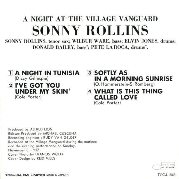 Sonny Rollins : A Night At The "Village Vanguard" Volume 2 (CD, Album, Mono, RE, RM)