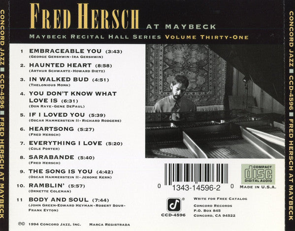 Fred Hersch : At Maybeck (CD, Album)