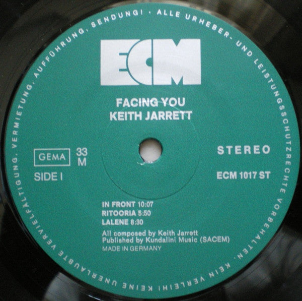 Keith Jarrett : Facing You (LP, Album, RE)