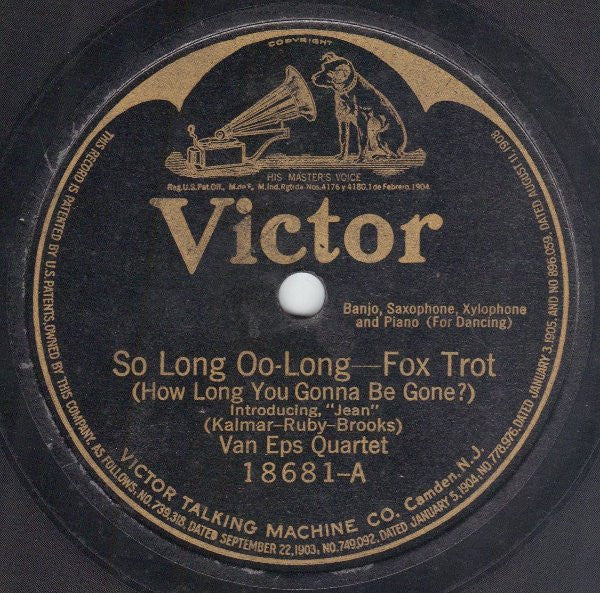 Van Eps Quartet / Joseph C. Smith's Orchestra : So Long Oo-Long (How Long You Gonna Be Gone?) / Lovely Summertime (Shellac, 10")