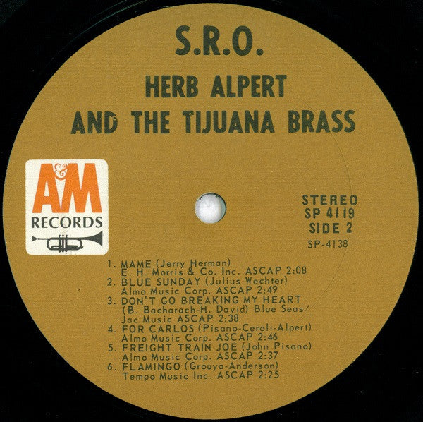Herb Alpert & The Tijuana Brass : S.R.O. (LP, Album, San)