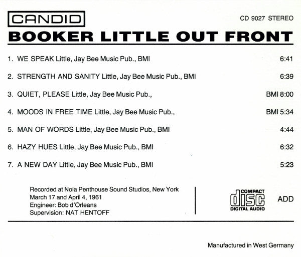 Booker Little : Out Front (CD, Album, RE)