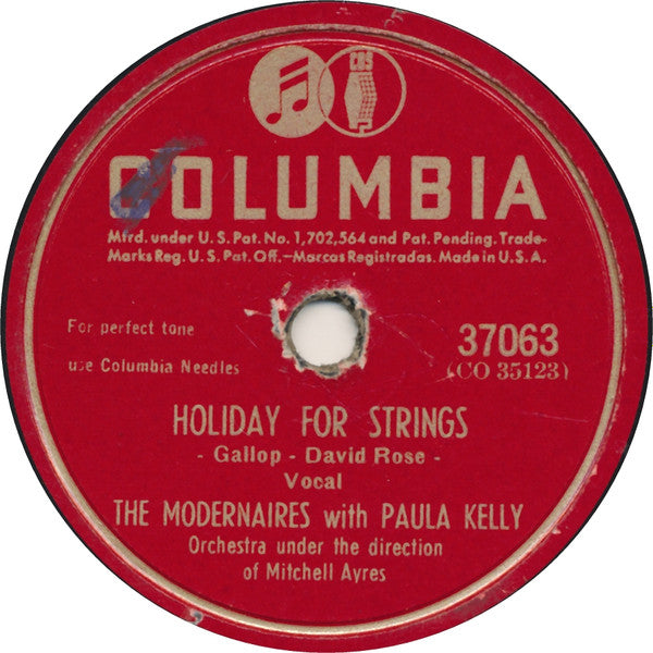 The Modernaires With Paula Kelly : To Each His Own / Holiday For Strings (Shellac, 10")