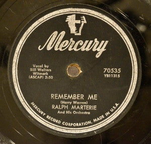 Ralph Marterie And His Orchestra : Remember Me / Blue Mirage (10")