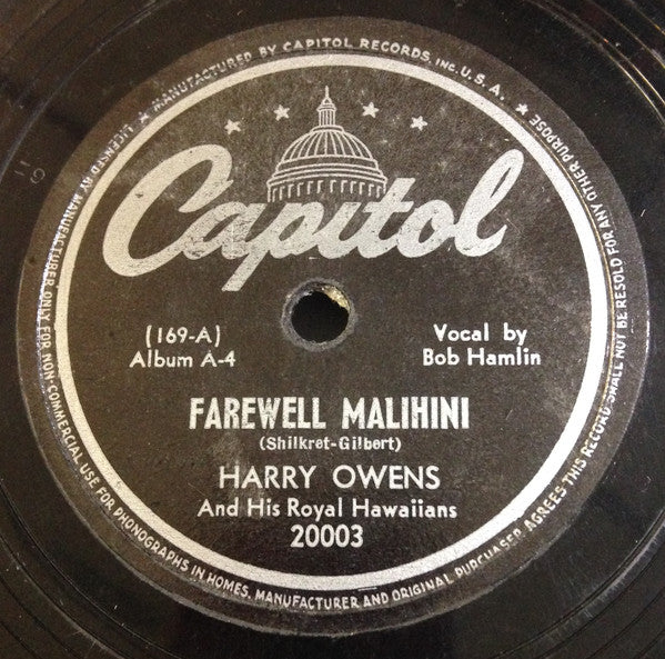 Harry Owens & His Royal Hawaiians : Hawaii (4xShellac, 10", Album)