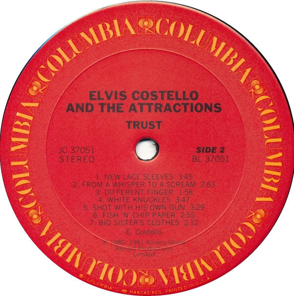 Elvis Costello & The Attractions : Trust (LP, Album, Pit)