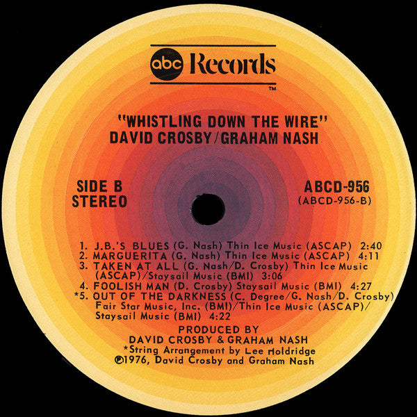 Crosby & Nash : Whistling Down The Wire (LP, Album, San)