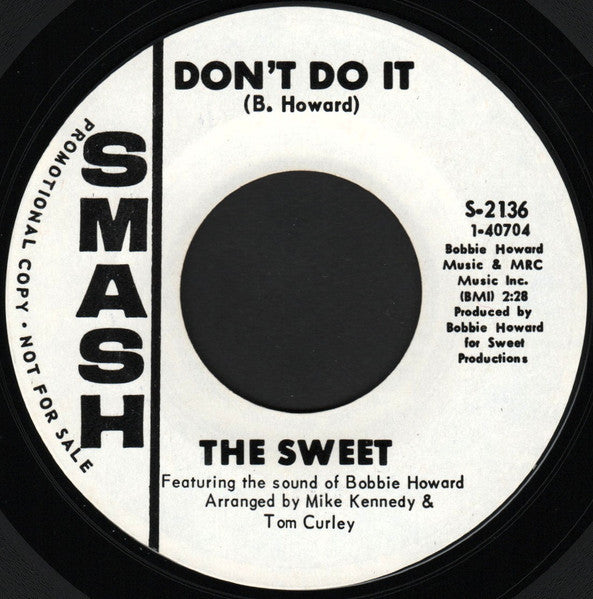 The Sweet (3) : Broken Heart Attack / Don't Do It (7", Single, Promo)