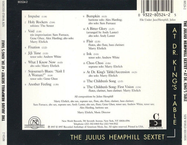 The Julius Hemphill Sextet : At Dr. King's Table (CD, Album)