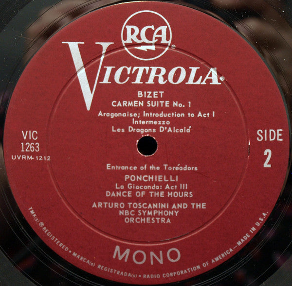 Arturo Toscanini, NBC Symphony Orchestra : Tchaikovsky: "Nutcracker" Suite /  Bizet: "Carmen" Suite / Ponchielli: Dance Of The Hours / Catalani: Dance Of The Water Nymphs (LP, Comp, Mono, RP, Ind)