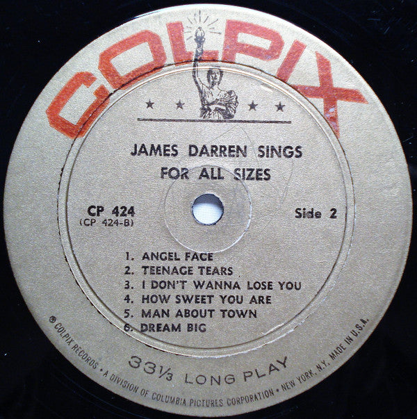James Darren : Sings For All Sizes (LP, Album, Mono, Abb)
