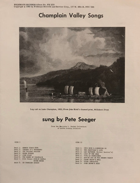 Pete Seeger : Champlain Valley Songs (LP, Album, Mono)