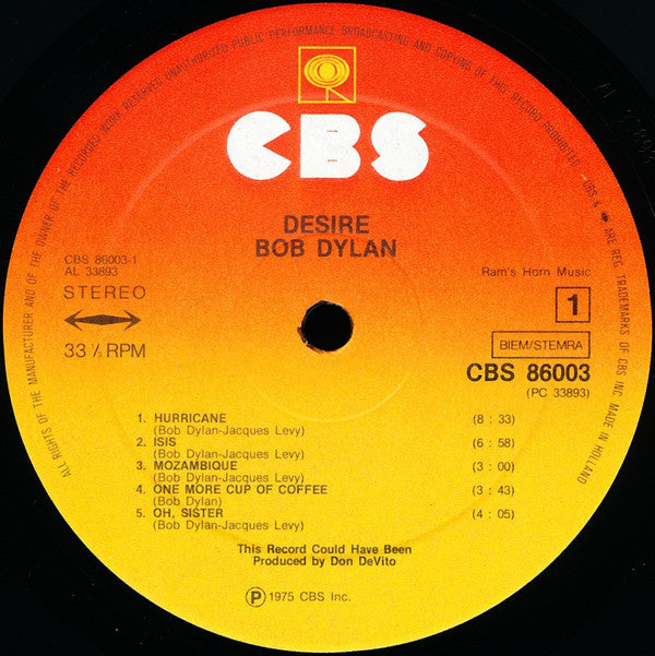 Bob Dylan : Desire (LP, Album)