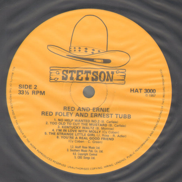 Red Foley And Ernest Tubb : Red And Ernie (LP, Album, Mono, RE)