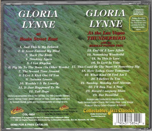 Gloria Lynne : Gloria Lynne At Basin Street East / Gloria Lynne At The Las Vegas Thunderbird With The Herman Foster Trio (CD, Comp, RE)