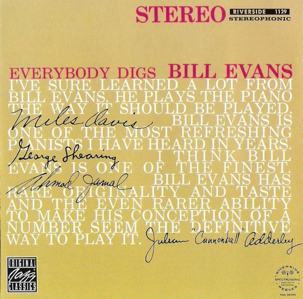 The Bill Evans Trio : Everybody Digs Bill Evans (CD, Album, Club, RE, RM)