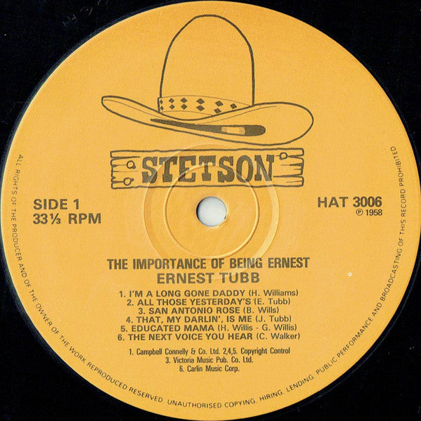 Ernest Tubb : The Importance Of Being Ernest (LP, Mono, RE)