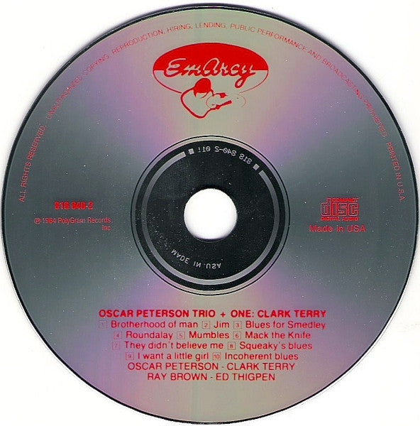 The Oscar Peterson Trio + Clark Terry : Oscar Peterson Trio + One (CD, Album, RE)