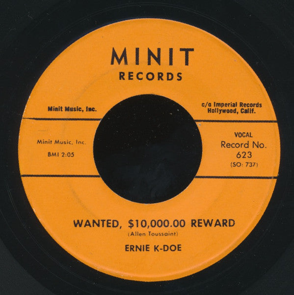 Ernie K-Doe : Mother-In-Law / Wanted, $10,000.00 Reward (7", Single, Sou)