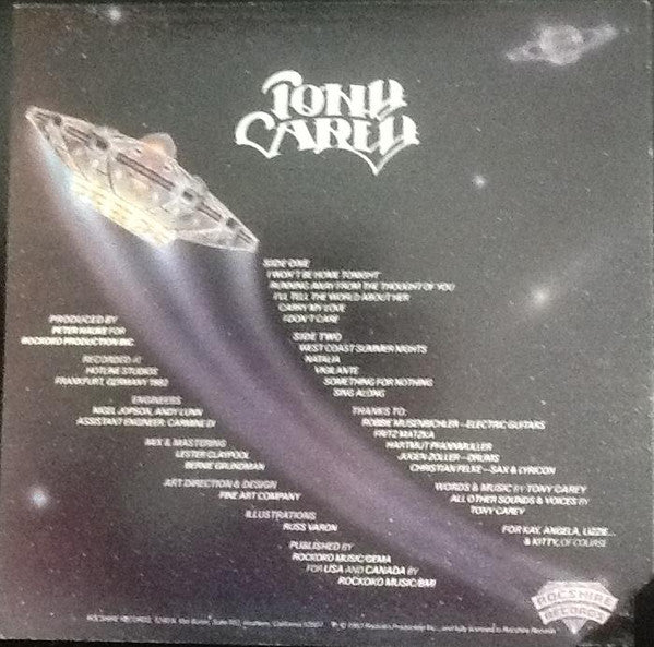 Tony Carey : I Won't Be Home Tonight (LP, Album)