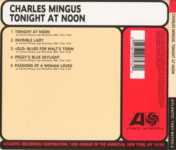 Charles Mingus : Tonight At Noon (CD, Album, RE, RM, Dig)
