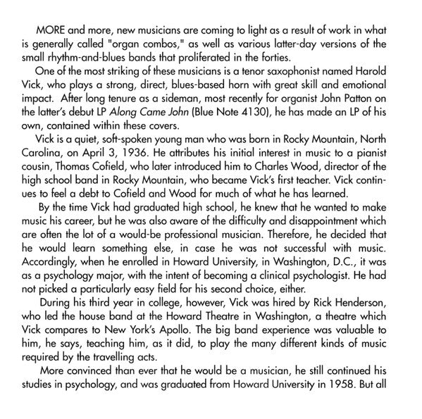 Harold Vick : Steppin' Out! (CD, Album, RE)