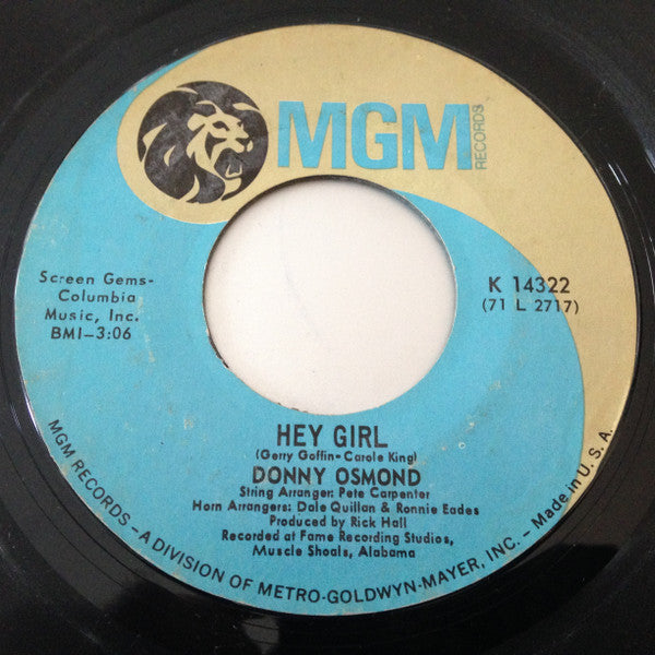 Donny Osmond : Hey Girl (7", Single, Styrene)