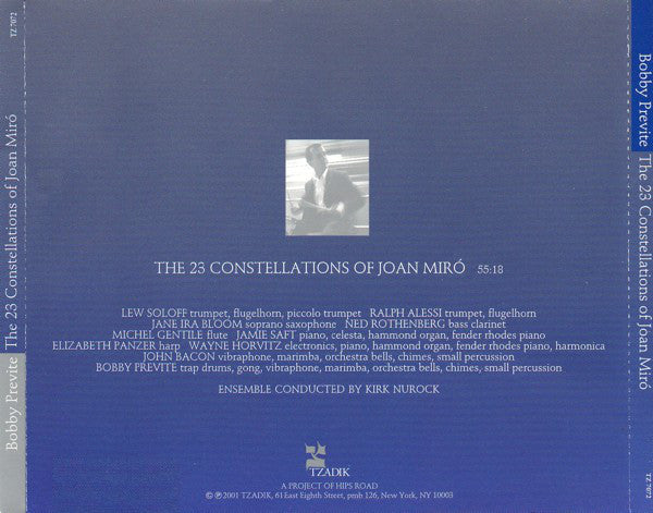Bobby Previte : The 23 Constellations Of Joan Miró (CD, Album)
