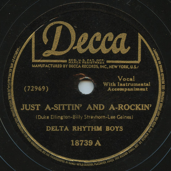 The Delta Rhythm Boys : Just A-Sittin' And A-Rockin' / Don't Knock It (Shellac, 10")