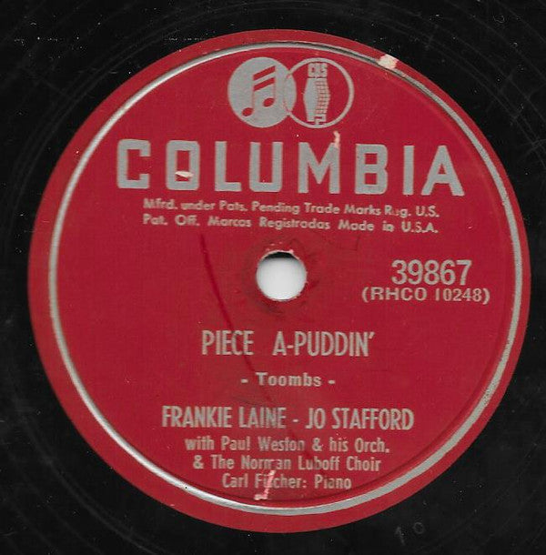Frankie Laine - Jo Stafford / Jo Stafford - Frankie Laine : Piece A-Puddin' / Tonight We're Setting The Woods On Fire (Shellac, 10", Bri)