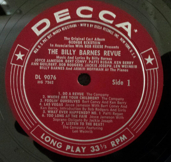Billy Barnes : The Billy Barnes Revue: The Original Cast Album (LP, Album, Mono)