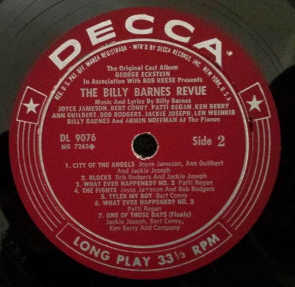 Billy Barnes : The Billy Barnes Revue: The Original Cast Album (LP, Album, Mono)