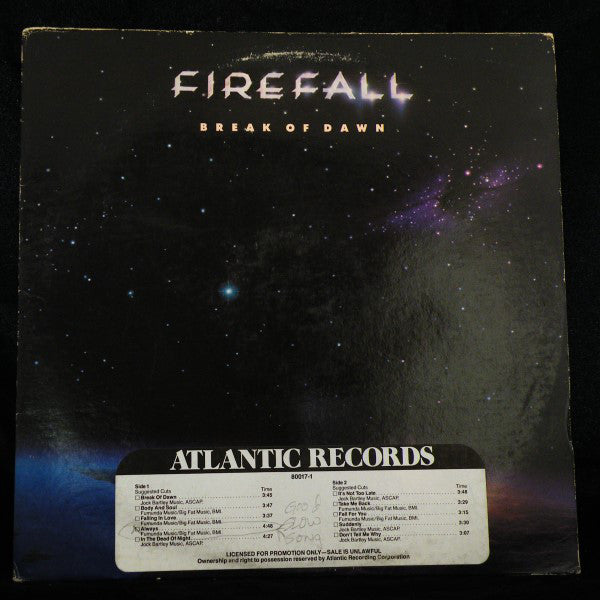 Firefall : Break Of Dawn (LP, Album, Spe)