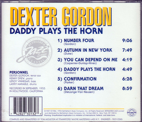 Dexter Gordon : Daddy Plays The Horn (CD, Album, RE, RM)