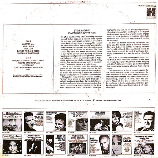 Steve & Eydie : Something's Gotta Give (LP, Comp)