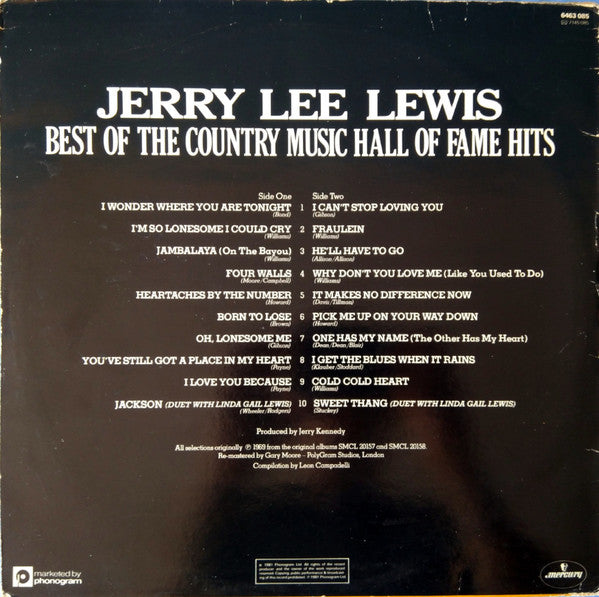 Jerry Lee Lewis : Best Of The Country Music Hall Of Fame Hits (LP, Comp)