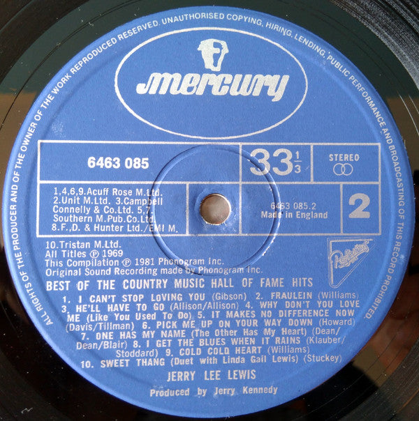 Jerry Lee Lewis : Best Of The Country Music Hall Of Fame Hits (LP, Comp)