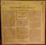 Brahms* - Boston Symphony Orchestra, Serge Koussevitzky : Symphony No. 3 In F, Op. 90 (LP, Album, Mono, RE)