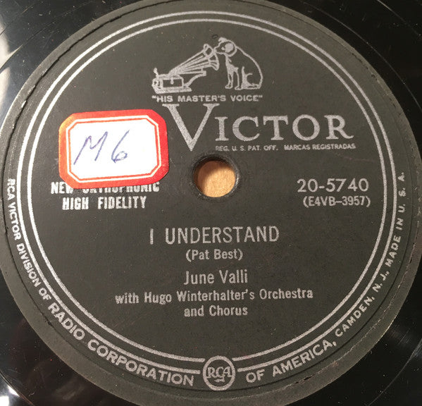 June Valli With Hugo Winterhalter's Orchestra And Chorus : I Understand / Love, Tears, And Kisses (Shellac, 10")