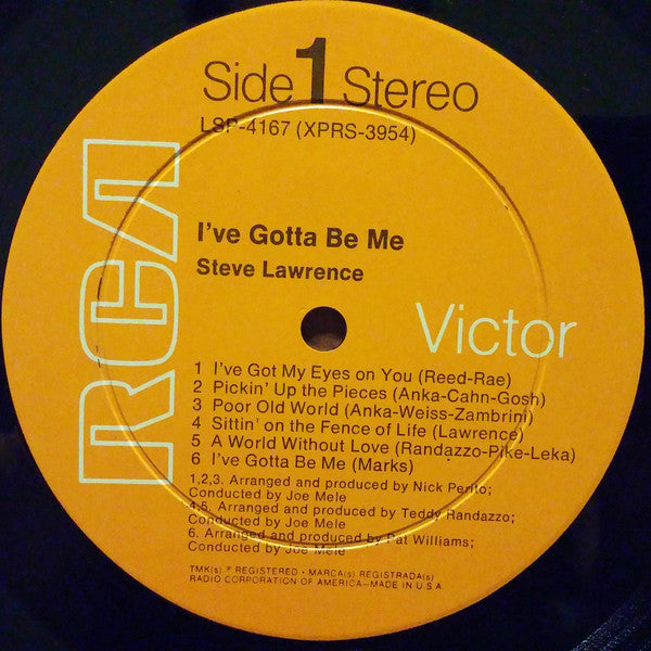 Steve Lawrence (2) : I've Gotta Be Me (LP, Album)
