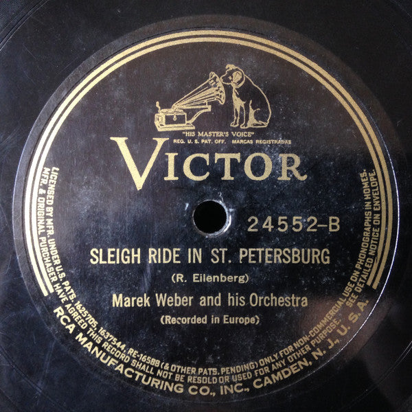 Marek Weber And His Orchester* : Chimes From The Tower Of The Monastery Church Of The Arch Abbey At Beuron / Sleigh Ride In St. Petersburg (Shellac, 10", RP)