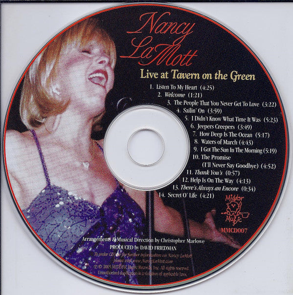 Nancy LaMott : Live At Tavern On The Green (CD, Album)