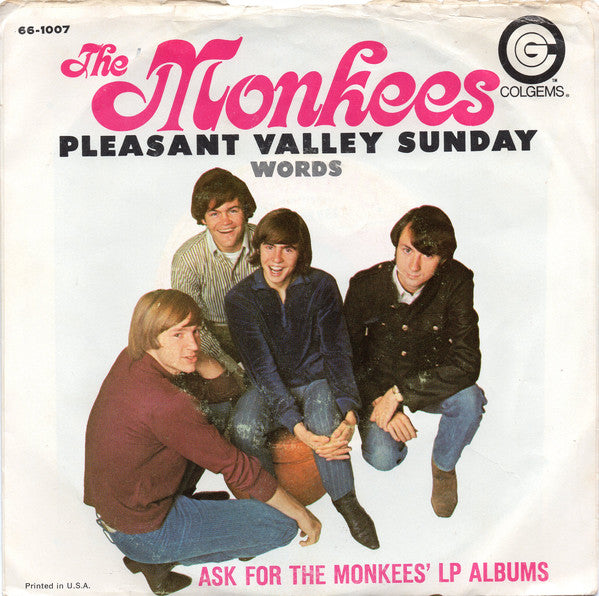 The Monkees : Pleasant Valley Sunday / Words (7", Single)