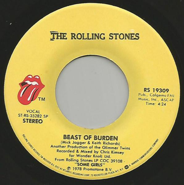 The Rolling Stones : Beast Of Burden (7", Single)