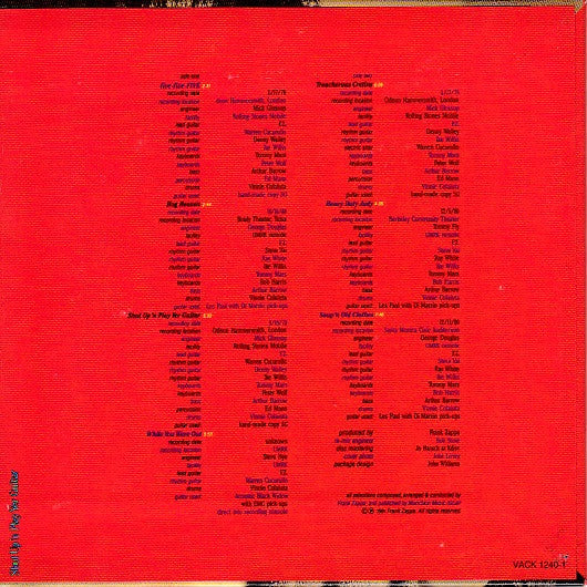 Frank Zappa : Shut Up 'n Play Yer Guitar (3xCD, Album, Promo, RE, RM)