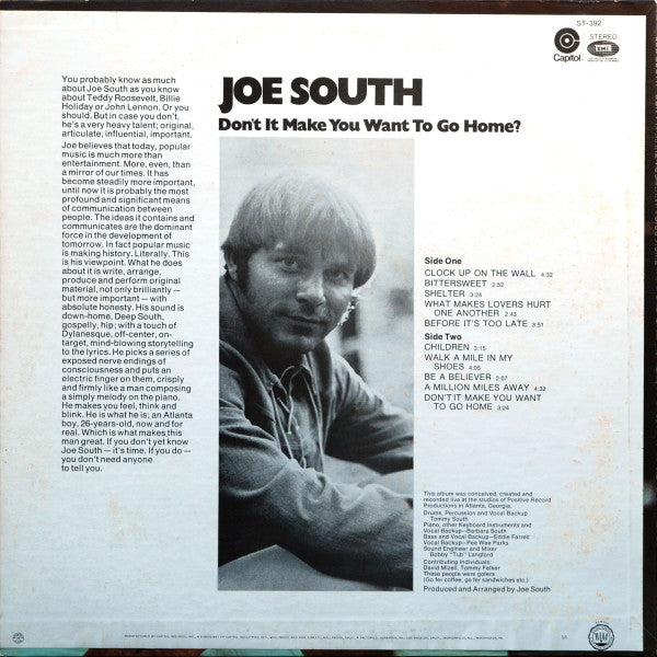 Joe South : Don't It Make You Want To Go Home (LP, Album, Los)